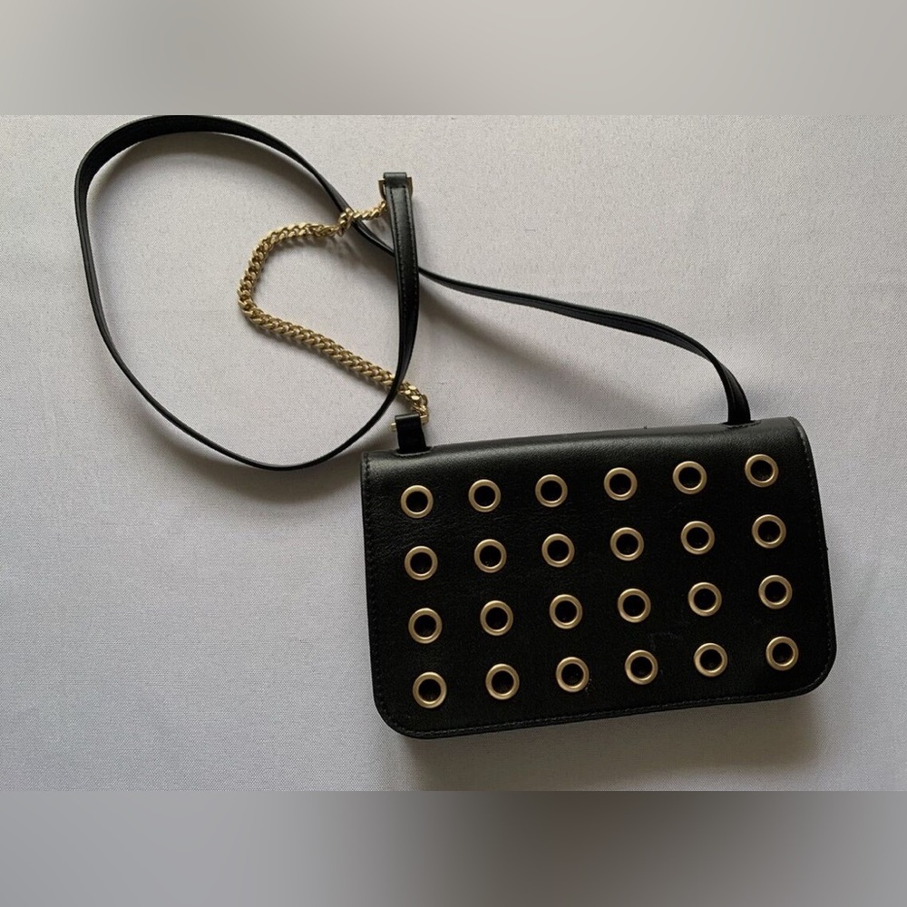 All Saints Black and Gold Clutch
